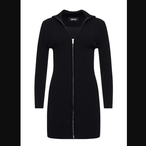 Seroya Larkin Rib Knit Dress in black by Ser.O.Ya size Large - Picture 2 of 9